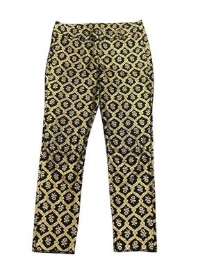 Old Navy Black/Foil Gold Rose Baroque Mid Rise Pixie Ankle Pants (8/10)